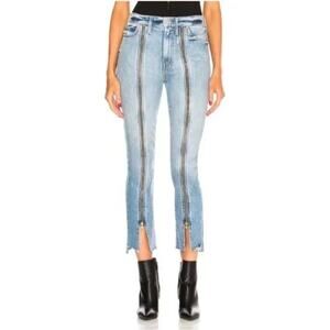 NWOT MOTHER Jeans 26 Blue”High-Waisted Rascal Zip Step Fray”Zip-Details